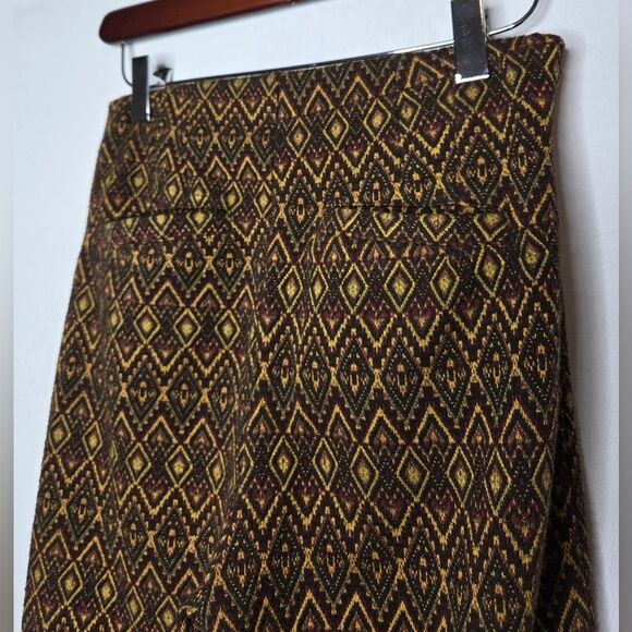 Women's Free People Pull-On Pants w/ Diamond Jacquard Pattern - Brown - Size 2 - Picture 5 of 7
